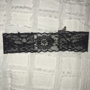 Black LACE Silver Clasp Choker Necklace